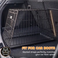 PawHut 30"(76 cm) Car Dog Crate Collapsible Slanted Travel Small Dog Cage with Tray & Handle 76L x 48W x 53H cm(m-5)