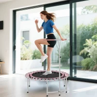 SPORTNOW Cama Elástica Fitness Ø102 cm con Mango Ajustable de 5 Niveles y Marco de Acero para Entrenamiento Piernas Cuerpo Azul(m-10)