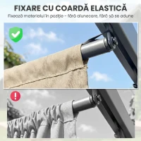 Outsunny Husă pentru Pergolă Gazebo 4x3 m din Poliester Respirable Bej cu 10 Orificii de Drenaj(m-7)