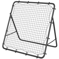 SPORTNOW Red de Rebote Plegable Reboteador de Fútbol Ángulo Ajustable de 5 Niveles con Tubo de Acero 120x73x112 cm Negro(m-11)