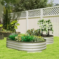 Outsunny Juego de 2 Jardineras Exterior Grandes de Acero Galvanizado Huertos Urbanos para Terraza Jardín 135x90x30 cm Plateado(m-10)