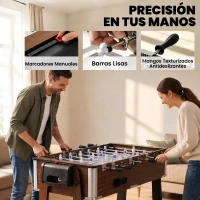 SPORTNOW Mesa Multijuegos 3 en 1 con Ruedas con Freno Estante de Almacenaje Futbolines para Niños Billar Air Hockey Nogal(m-7)