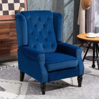 HOMCOM Wingback Accent Chair, Retro Upholstered Button Tufted Occasional Chair for Living Room and Bedroom, Blue(m-2)