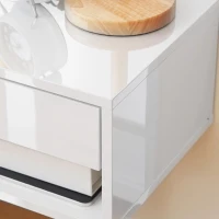 HOMCOM Set of Two Floating Bedside Tables - High Gloss White(m-9)