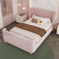 Upholstered Single Bed with Cosmic Print and Padded Headboard, Pink Velvet Bed Frame for Contemporary Bedrooms, 206L x 99W x 76H cm, Pink(m-1)