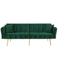 Space-Saving Sofa Bed with Folded Backrest, Ideal Sofa Sleeper for Small Apartments or Dormitories, 178L x 82W x 70H cm, Green(m-2)