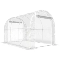 Outsunny Polytunnel-Gewächshaus, begehbares Gewächshaus mit verzinktem Stahlrahmen und UV-beständiger PE-Abdeckung, transparent(m-1)