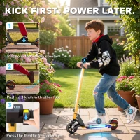 SPORTNOW Folding Electric Scooter for Kids, with Dual Brakes, Front Suspension, LED Colourful Lights, Gold Tone(m-4)