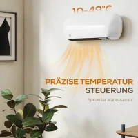HOMCOM Wand Heizlüfter 2000W Keramik Wandheizgerät mit Ventilator, 2 Leistungsstufen, LED-Display, Thermostat, Weiß(m-7)