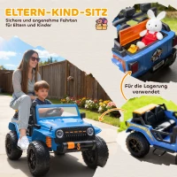 AIYAPLAY Elektrofahrzeug für Kinder, 12V Batterie, mit Eltern-Kind-Sitz, fernsteuerbar, Musik, Hupe, LED-Lichter, 3-8 Jahre, Blau(m-5)