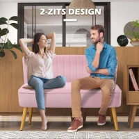 HOMCOM Sofa 2-zits stoffen bank gestoffeerde bank loungesofa breed Roze(m-6)