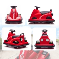 AIYAPLAY Autoscooter für Kinder, um 360 Grad drehbar, Lenkrad, LED-Lichter, Musikfunktion, 3-8 Jahre, Rot(m-9)