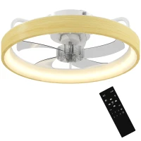 HOMCOM Ventilateur plafond avec lumière LED plafonnier ventilateur Ø49cm 7 pales 6 vitesses luminosité réglable mode été-hiver(m-12)