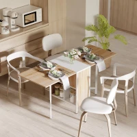 HOMCOM Mesa Plegable de Comedor, Mesa de Cocina Plegable, con Alas Abatibles, 4 Compartimentos, 3 Formas, Hasta 4 Personas, para Salón, Espacio Pequeño, 169x60x75 cm, Roble y Blanco(m-10)