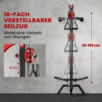 SPORTNOW Latzugstation 16-fach Verstellbar zur Wandmontage Latzugturm inkl.  Latzugstange Griffstange Seilzug bis 120kg(m-5)