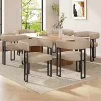 6-Piece Dining Chairs Set with Ergonomic Curved Backrest, Modern Upholstered Dining Chairs for Living Spaces, 51.5L x 54W x 72H cm, Brown(m-1)