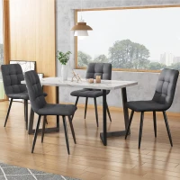 Modern Dining Table and 4 Chairs Set with Marble-Effect MDF Top, Practical Table Set for Modern Kitchens and Flats, 44L x 41W x 86H cm, Grey(m-1)