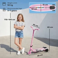 AIYAPLAY Electric Scooter for Kids Aged 4-7 Years, with Flashing LED Lights, Rear Auxiliary Wheels, Pink(m-3)