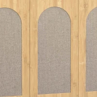 HOMCOM Armario mural de baño bohemio con 3 puertas efecto ratán con cierre suave y estante regulable, roble(m-6)