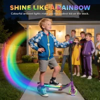 AIYAPLAY Electric Scooter for Kids Aged 6-14 Years, with Colourful Lights, Purple(m-4)