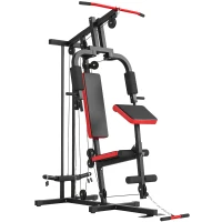 SPORTNOW Máquina de Musculación con Polea Alta y Baja Prensa de Pecho y Piernas Compatible con Discos 25 y 50 mm (No Incluidos)(m-11)