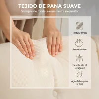 HOMCOM Sofá Chaise Longue Reversible de 3 Plazas Tapizado en Pana Marco de Acero para Espacios Reducidos Crema(m-6)