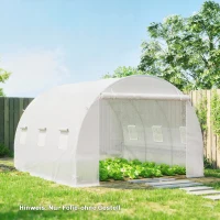 Outsunny Gewächshausfolie 3 x 3 m, wasserdicht Polyethylenfolie mit Rolltür, 6 Fenster, UV Schutz NUR Folie Weiß(m-9)