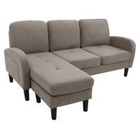 L-Shaped Sofa with Reversible Chaise Lounge, 3-Seater Couch for Living Rooms, Apartments, or Offices, 116L x 118W x 77H cm, Dark Grey(m-13)