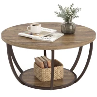 HOMCOM Table basse à 2 niveaux, table de salon 80 x 80 x 43,8 cm, Marron/Noir(m-7)