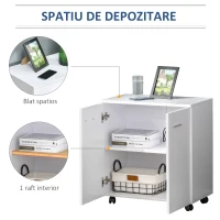 HOMCOM Dulap Jos Multifuncțional cu 2 Uși și Roți Mobilier pentru Birou și Acasă din Lemn(m-17)
