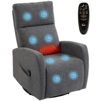 HOMCOM Relaxsessel Drehbarer Fernsehsessel mit Wärme und Vibrationsmassage, Liegefunktion, Wippfunktion Dunkelgrau(m-12)