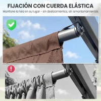 Outsunny Cubierta para Techo Retráctil de 2,5x2,55m para Pérgola 3x3 Tela de Repuesto con 10 Orificios de Drenaje Café(m-7)