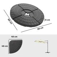 Outsunny Schirmgewicht, Schirmfuß, 4 Teile, befüllbar, für 52 kg Wasser oder 68 kg Sand, 48 x 48 x 8 cm(m-3)