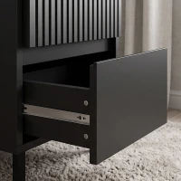 HOMCOM Bedside Cabinet, Bedside Table with 2 Drawers, Storage and Steel Legs for Bedroom, Living Room, Black(m-11)