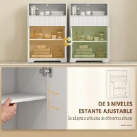 HOMCOM Armario de Baño Estrecho con Cajón con Frontal Acanalado Estante Abierto y Estante Ajustable 60x30x91,5 cm Blanco(m-6)