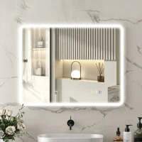 HOMCOM Miroir salle de bain LED bluetooth 70 x 90 cm interrupteur tactile lumière réglable 3 couleurs anti-buée mémoire argent(m-2)