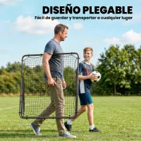 SPORTNOW Red de Rebote Plegable Reboteador de Fútbol Ángulo Ajustable de 5 Niveles con Tubo de Acero 120x73x112 cm Negro(m-6)