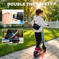 SPORTNOW Folding Electric Scooter for Kids, with Dual Brakes, Front Suspension, LED Colourful Lights, Blue(m-9)