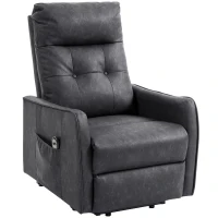 HOMCOM Sillón Relax Reclinable Eléctrico Levanta Personas de Cuero PU Control Remoto Asiento con Resorte Reposapiés Gris(m-11)