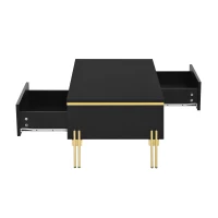 Spacious Coffee Table with 2 Hidden Drawers, Versatile Room Table for Italian-Style Rooms or Cream-Toned Spaces, 100L x 50W x 36H cm, Black(m-10)