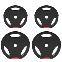 SPORTNOW Zestaw 4 ciężarków do hantli, 2 x 5 kg/10 kg, zestaw obciążników do sztangi 2,5 cm, średnica otworu 30 mm, kolor czarny(m-1)