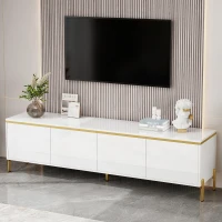 Spacious TV Stand with 4-Door Storage, Functional TV Cabinet for Modern and Italian Minimalist Living Rooms, 170L x 38W x 50H cm, White(m-1)
