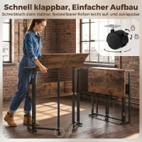 HOMCOM Klappbarer Schreibtisch mit Ablagefach, 80 cm Klapptisch für kleine Räume, Büro, Rustikales Braun(m-6)