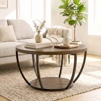HOMCOM Mesa de centro com 2 níveis, mesa de sala 80 x 80 x 43,8 cm, Castanho/Preto(m-2)