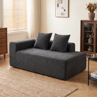 HOMCOM Canapea cu 2 locuri din chenille cu 2 perne șezut cu arcuri fără montaj 71,5x91,5x83 cm Gri închis(m-6)