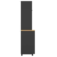 Tall Multi‑Purpose Storage Cabinet with App‑Controlled LED Lighting, Retro-Style Kitchen Hutch for Kitchen or Living Spaces, 140L x 40W x 185H cm, Black(m-12)