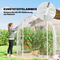 Outsunny Polytunnel-Gewächshaus, begehbares Gewächshaus mit verzinktem Stahlrahmen und UV-beständiger PE-Abdeckung, transparent(m-8)