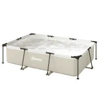 Outsunny Piscina Desmontable Tubular 316x238x66,5 cm 3700 L con Marco Metálico Parche de Reparación sin Depuradora Gris(m-14)