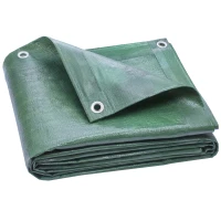 Outsunny Lona Impermeable Exterior 4x6 m Toldo PE 90 g/m² Protección UV con Ojales Reforzados para Leña Muebles de Jardín Verde(m-1)