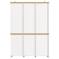 Kitchen Pantry Cabinet with Wine Rack and Adjustable Shelves, Glass-Door Buffet Sideboard with 5 Deep Drawers, 120L x 40W x 185H cm, White(m-13)